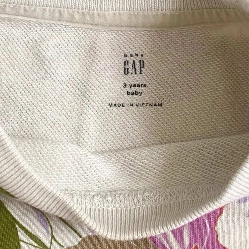 babyGap 3T Floral VintageSoft Sweatshirt Boho Cottagecore Fleece Pullover | EUC